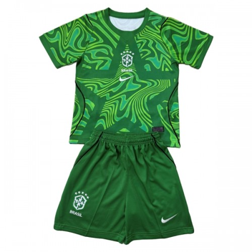 Oficiální Fotbalový Dres Brankářské Brazílie Domácí MS 2026 Zelená pro Děti Oficiální Fotbalový Dres Brankářské Brazílie Domácí MS 2026 Zelená pro Děti