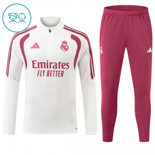 Tréninkový Mikina Real Madrid Čtvrt Zip 2026-27 Bílá pro Děti Tréninkový Mikina Real Madrid Čtvrt Zip 2026-27 Bílá pro Děti